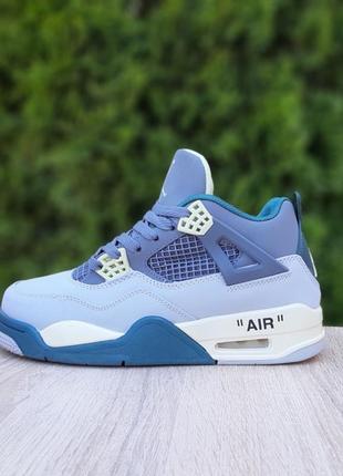 Женские кожаные кроссовки nike air jordan 4 высокие серые с зеленым кроссовки найк аэр...