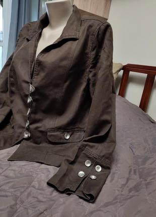 Темный оригинальный пиджак из льна большого размера 469 фото