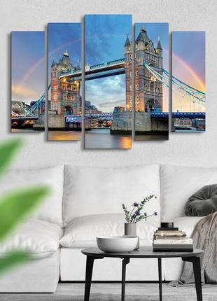 Модульная картина из 5 частей в гостиную спальню лондонский мост art-291_5 ( 80х118см ) melmil2 фото