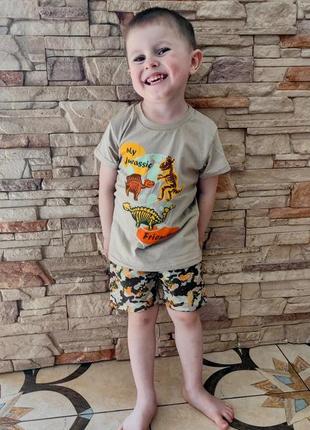 Костюм, футболка шорты для мальчика с динозаврами3 фото