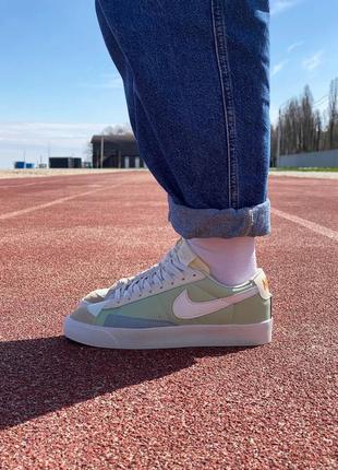 Кроссовки nike blazer low77 vintage leather green beige2 фото