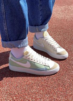 Кроссовки nike blazer low77 vintage leather green beige