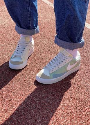 Кроссовки nike blazer low77 vintage leather green beige5 фото