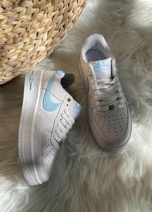 🔥 nike air force 1 low white/blue reflective5 фото