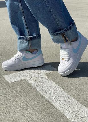 🔥 nike air force 1 low white/blue reflective6 фото