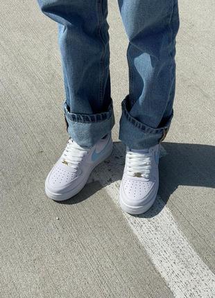 🔥 nike air force 1 low white/blue reflective7 фото