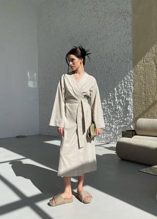 Льняное платье-кимоно