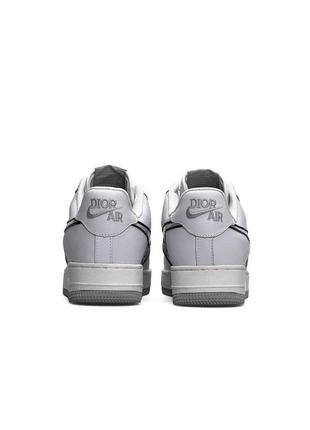 Мужские кроссовки nike air force 1 x dior white grey4 фото