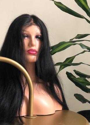 Парик kitto hair 0105 натуральный черный с имитацией кожи головы 75 см