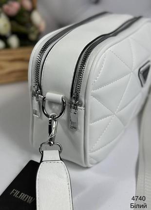 Стеганая женская сумочка через плечо на широком ремне кросс-боди сумка клатч экокожа4 фото