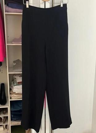 Черные широкие брюки полной длины  zara - xs, s, l9 фото