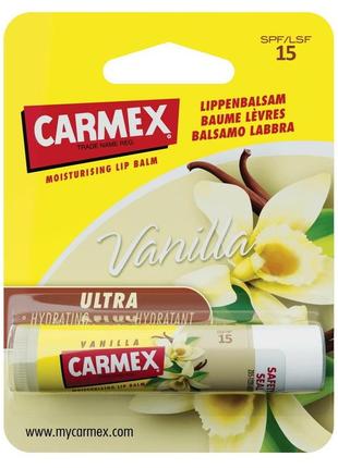 Лечебный бальзам-стик для губ carmex vanilla spf 15