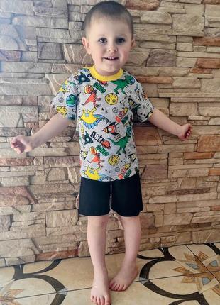 Костюм, комплект, шорты футболка для мальчика с динозаврами5 фото