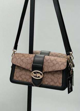 Сумка у стилі coach tabby beige shoulder bag in signature canvas