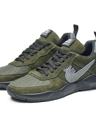 Мужские кроссовки из натуральной кожи nike хаки