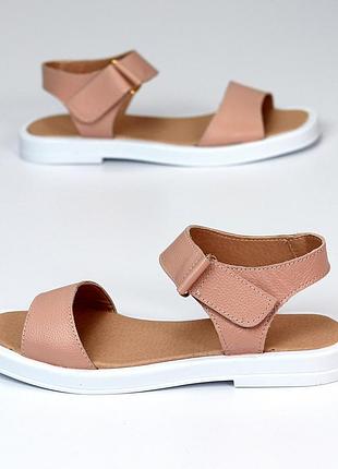 Босоніжки "shore", пудра, натуральна шкіра6 фото