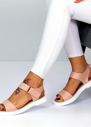 Босоніжки "shore", пудра, натуральна шкіра2 фото