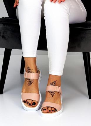 Босоніжки "shore", пудра, натуральна шкіра9 фото