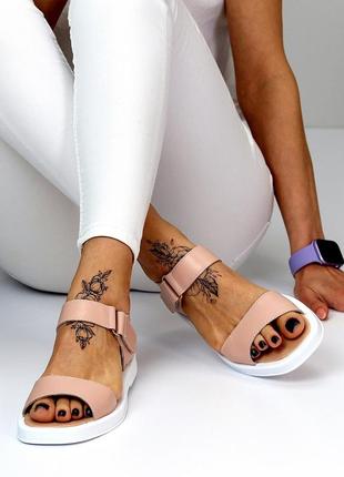 Босоніжки "shore", пудра, натуральна шкіра7 фото