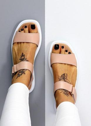 Босоніжки "shore", пудра, натуральна шкіра4 фото