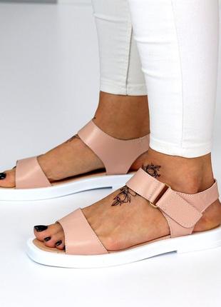 Босоніжки "shore", пудра, натуральна шкіра5 фото