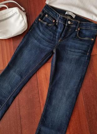 Новые женские темно-синие стретчевые джинсы skinny zara.