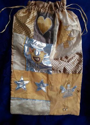 Винтаж!🎄🎊 gold пыльник органайзер мешок большой рождественский золотой сумка для хранения елка ангел звезды чехол4 фото