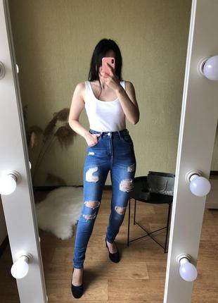 Skinny джинси висока посадка тягнуться на весну