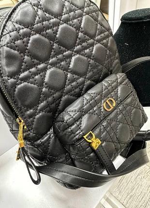 Жіночий брендовий шкіряний рюкзак dіоr2 фото