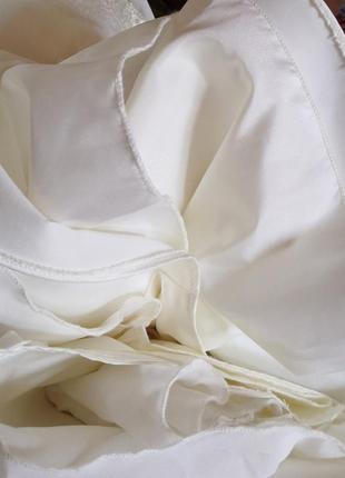 Свадебное шифоновое платье айвори а-силуэта с кружевом розшитое бисером8 фото