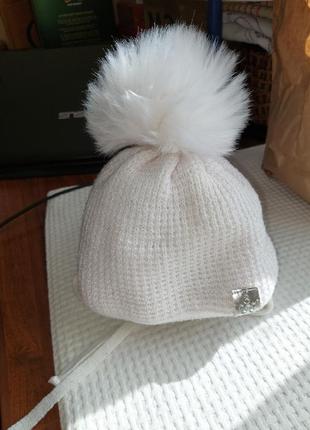 Зимова шапка на дівчинку 6 місяців3 фото