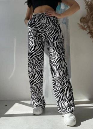 Трэндовые брюки зебра летние брюки зебра