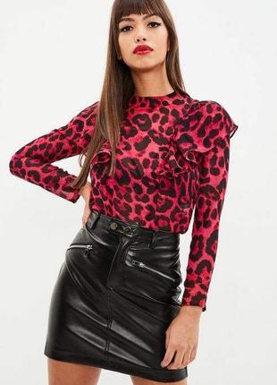 Красная леопардовая блузка missguided