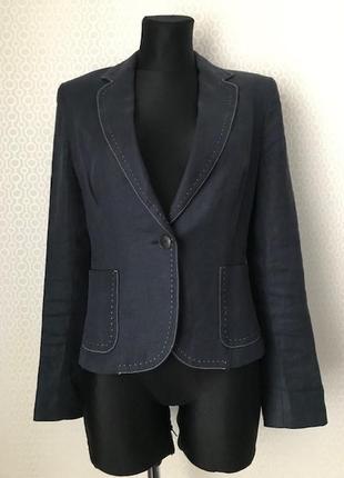 Элегантный темно-синий льняной жакет / пиджак от max mara, размер 38, укр 44-461 фото