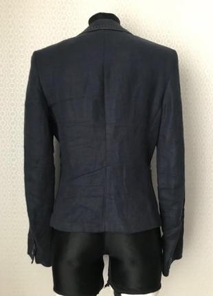 Элегантный темно-синий льняной жакет / пиджак от max mara, размер 38, укр 44-463 фото
