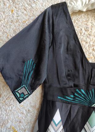 Шелковое платье черное с рукавами летящими karen millen англия8 фото