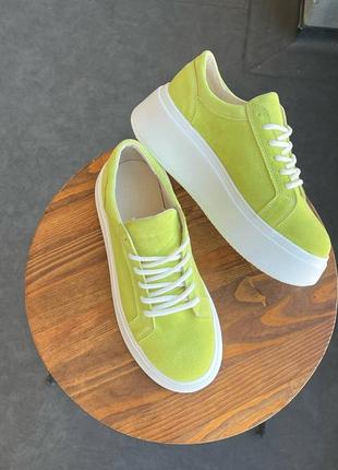 Кеды кроссовки натуральная замша на высокой подошве трендовые мокасины слипоны...