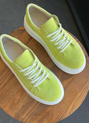 Кеды кроссовки натуральная замша на высокой подошве трендовые мокасины слипоны...