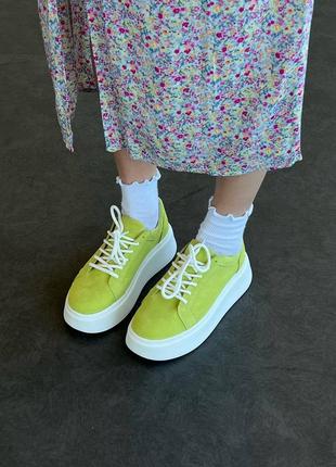 Кеды кроссовки натуральная замша на высокой подошве трендовые мокасины слипоны...