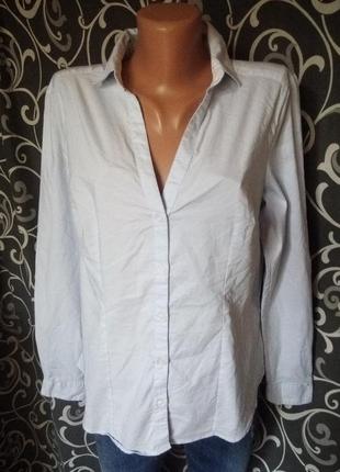 Голубая рубашка в мелкую полоску