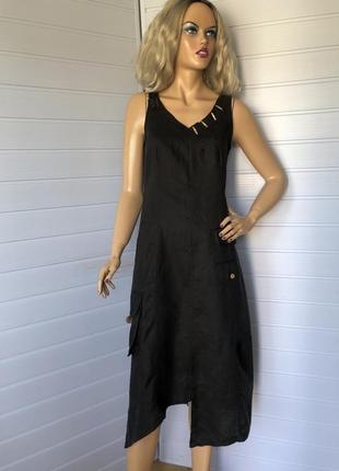 Льняной асимметричный сарафан