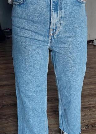 Джинсы широкие прямые zara zw premium 90s full length serenity blue jeans7 фото