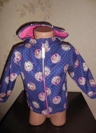 Куртка - ветровочка * disney* frozen, верх софтшелл, на флисе, 2-3 года (92-98 см)