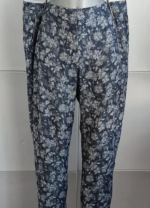 Штани зі змішаної лляної тканини monsoon з квітковим принтом