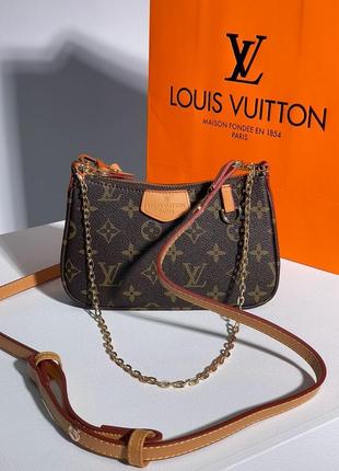 Сумка в стиле louis vuitton easy pouch on strap monogram brown