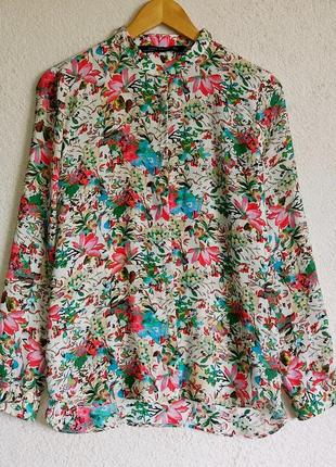 Zara блузка рубашечного кроя цветочный принт2 фото