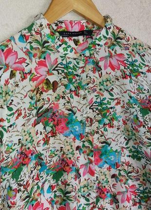 Zara блузка рубашечного кроя цветочный принт5 фото