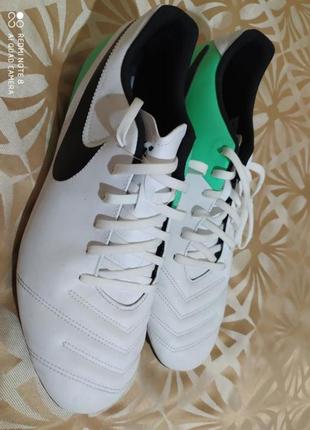 Оригинальные ультралегкие футбольные бутсы nike nib timempo rio iii fg 819233-103 white art.819233-103