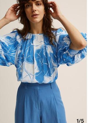 Stockh lm блуза с объемными рукавами фонариками трапеция в цветы4 фото