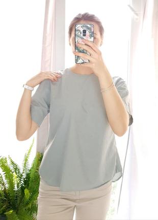 Коттоновая блузка-трапеция с пуговицами на спине1 фото